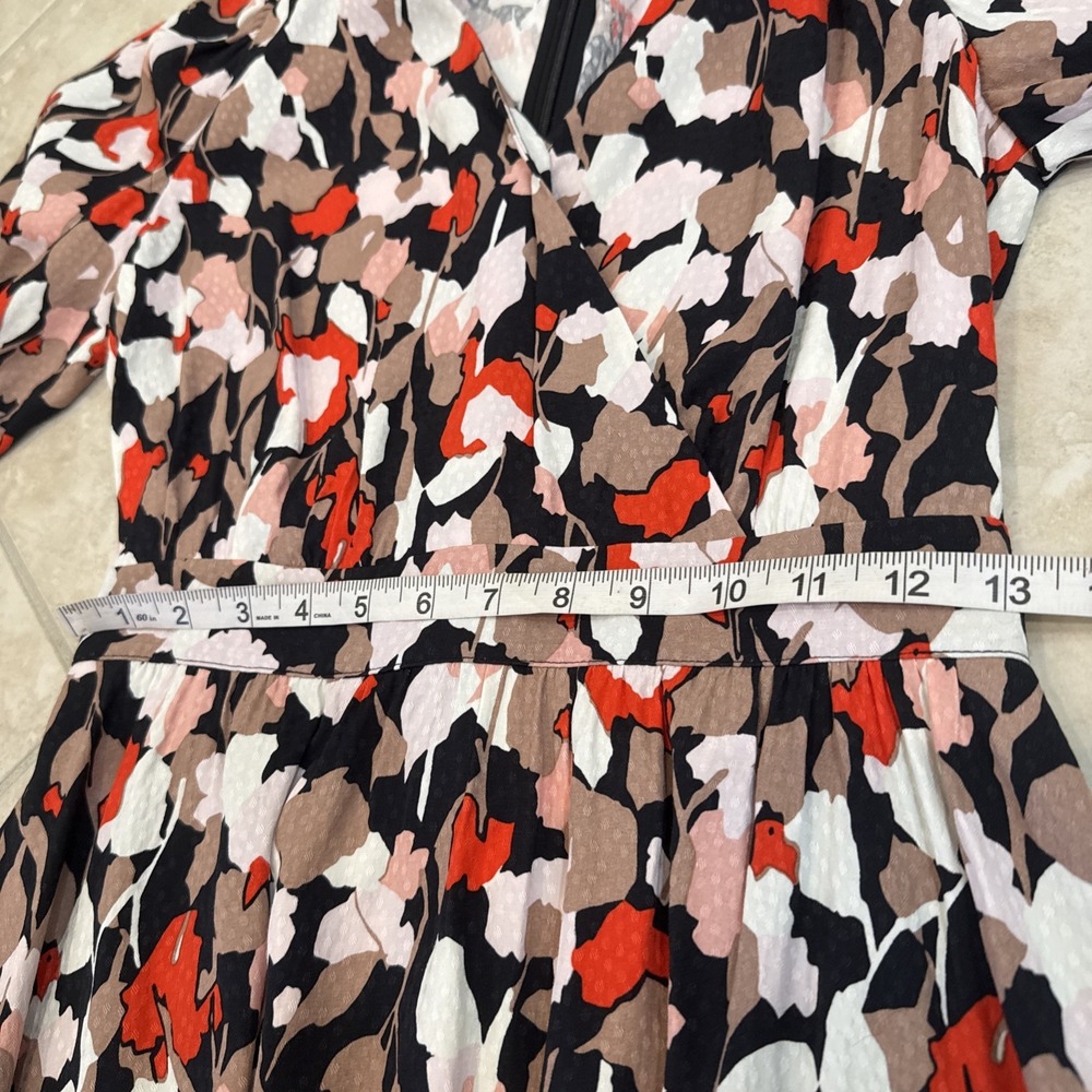 Ted Baker London Floral Size XS Above  Knee Flare Puff Sleeves Zip Back Pockets - Picture 8 of 13